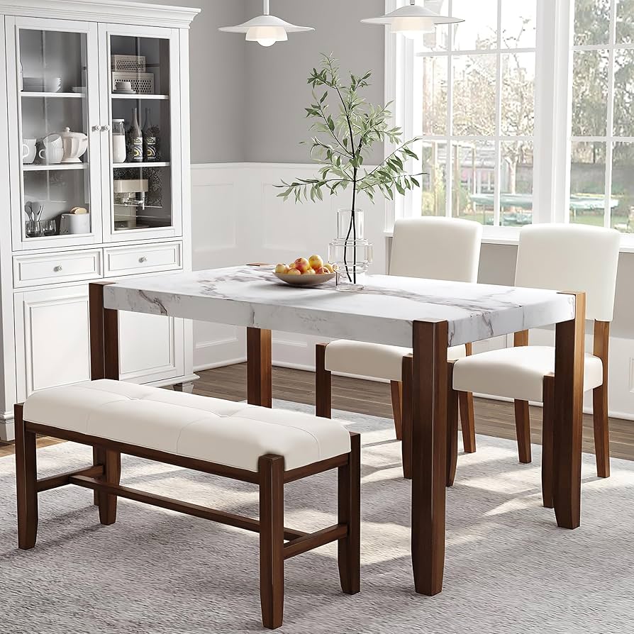 Amazon.com - 4 Piece Dining Table Set,46” Modern Dining